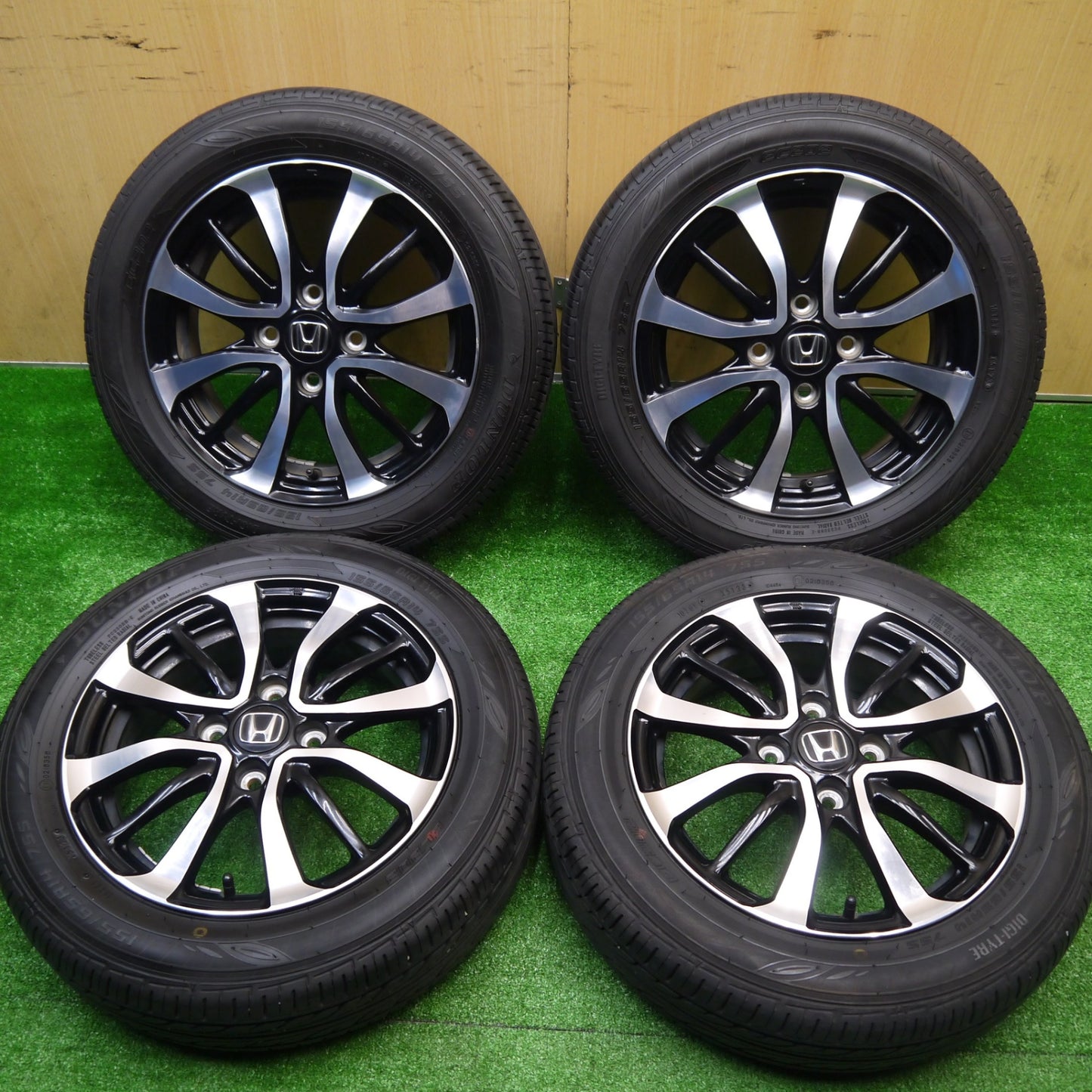 バリ溝！23年！キレイ！9分★ホンダ N-BOX カスタム 純正 155/65R14 ダンロップ EC202 14インチ Nボックス NBOX PCD100/4H★5101407Hノ