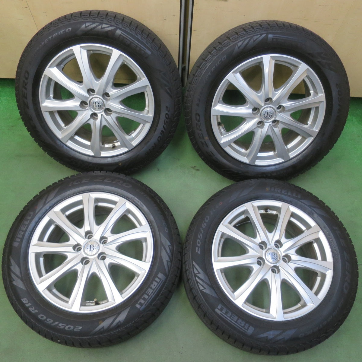 バリ溝！24年！9分◎レガシィ 等 205/60R16 スタッドレス ピレリ アイスゼロ アシンメトリコ BRANDLE-LINE ブランドルライン 16インチ PCD100/5H◎6080602イス