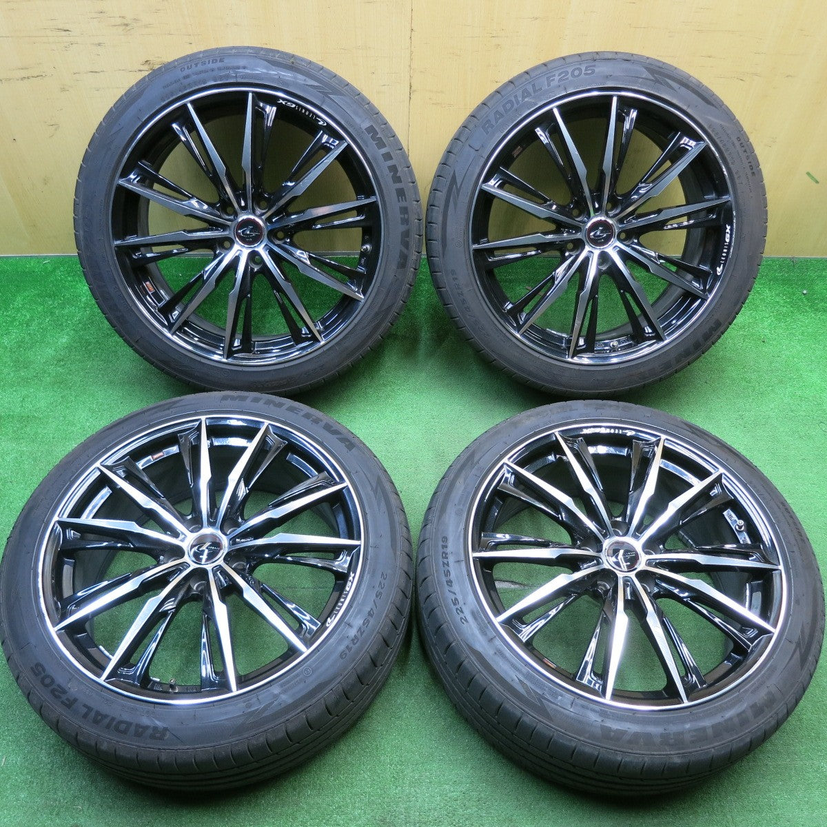 バリ溝！24年！9.5分★LEONIS GX 225/45R19 ミネルヴァ ラジアル F205 レオニス 19インチ PCD114.3/5H★5041505TNノ