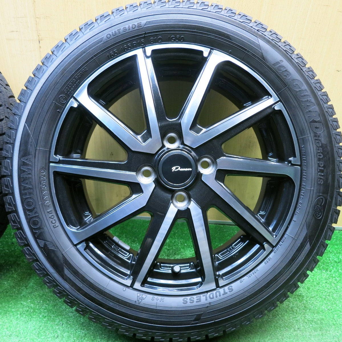 バリ溝！キレイ！ほぼ10分★スタッドレス 165/65R15 ヨコハマ アイスガード iG50 プラス PRAUZER LEGRAS プラウザー レグラス 15インチ タフト ハスラー 等 PCD100/4H★5121304HAス