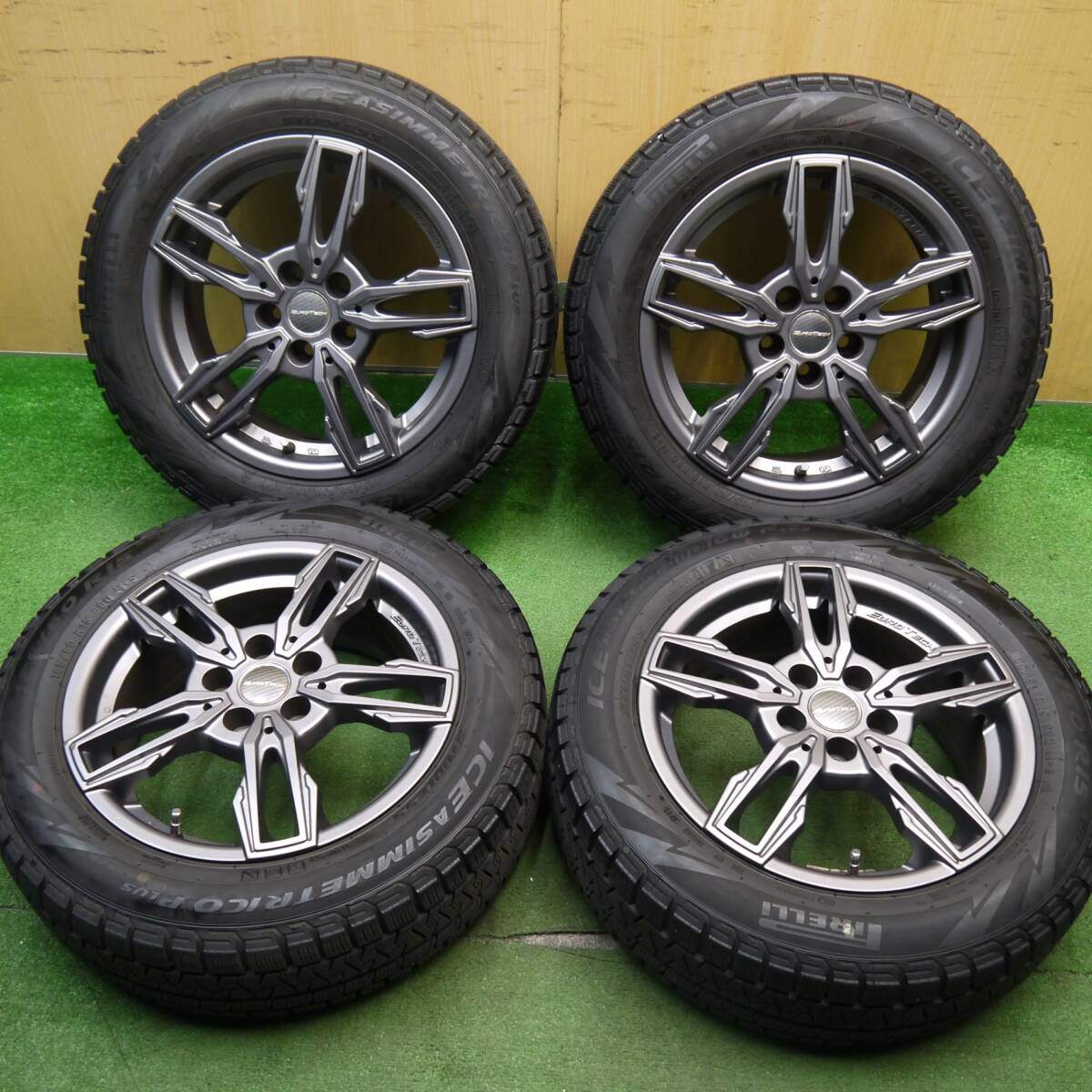 4本価格★アウディ A1 等 EUROTECH GAYA ELISI 185/60R15 スタッドレス ピレリ アイスアシンメトリコ プラス 15インチ PCD100/5H★5040111Hス