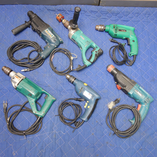 [送料無料] 6個まとめ売り☆日立 リョービ マキタ アースマン 電動 ドリル ハンマドリル コア 振動 DH24PA D-1300VR M812 HR2413 EDV-100 DC120 電動 工具 現状品☆