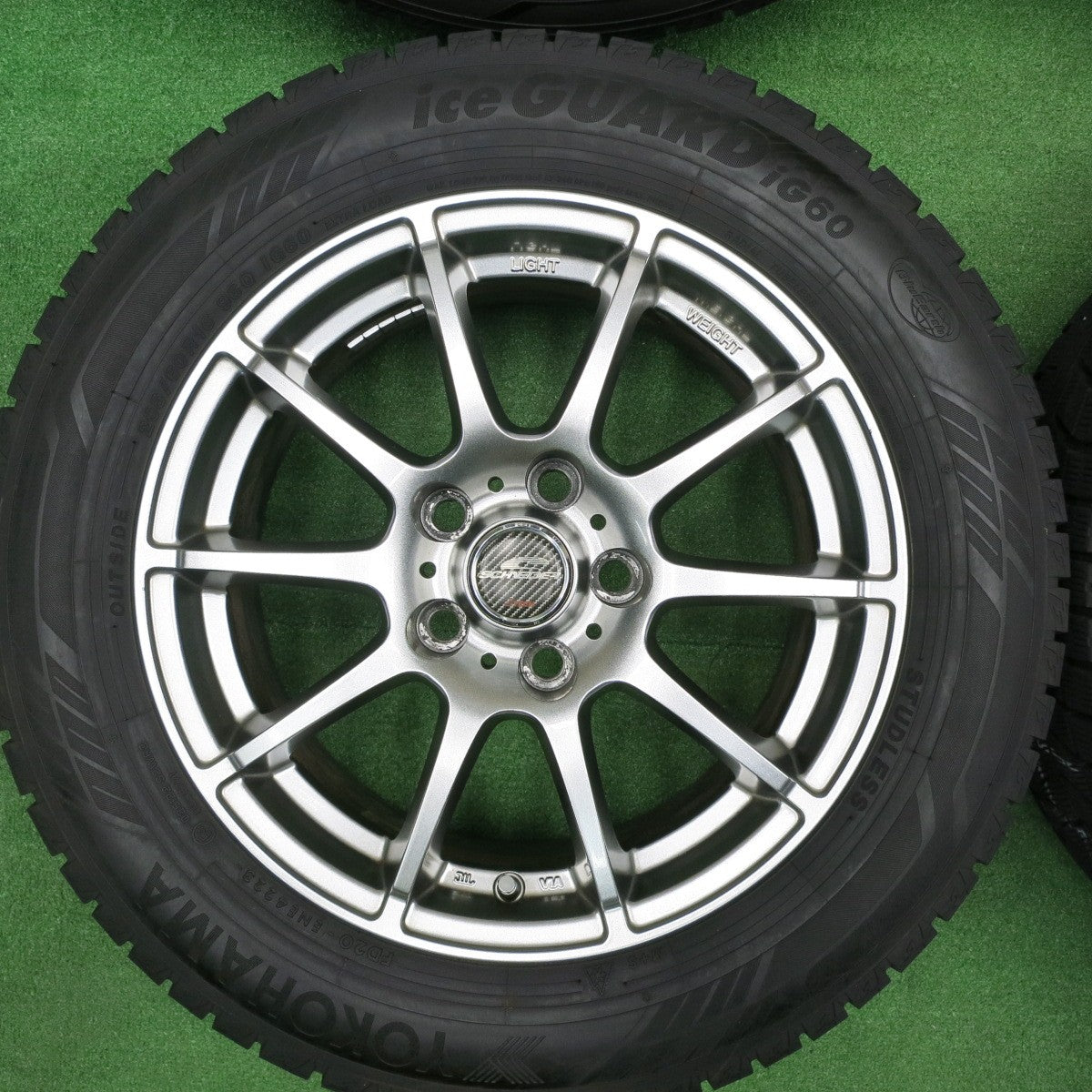 [送料無料] バリ溝！23年！キレイ！ほぼ10分★スタッドレス 205/60R16 ヨコハマ アイスガード iG60 SCHNEIDER ATECH シュナイダー 16インチ PCD114.3/5H★4112501TNス