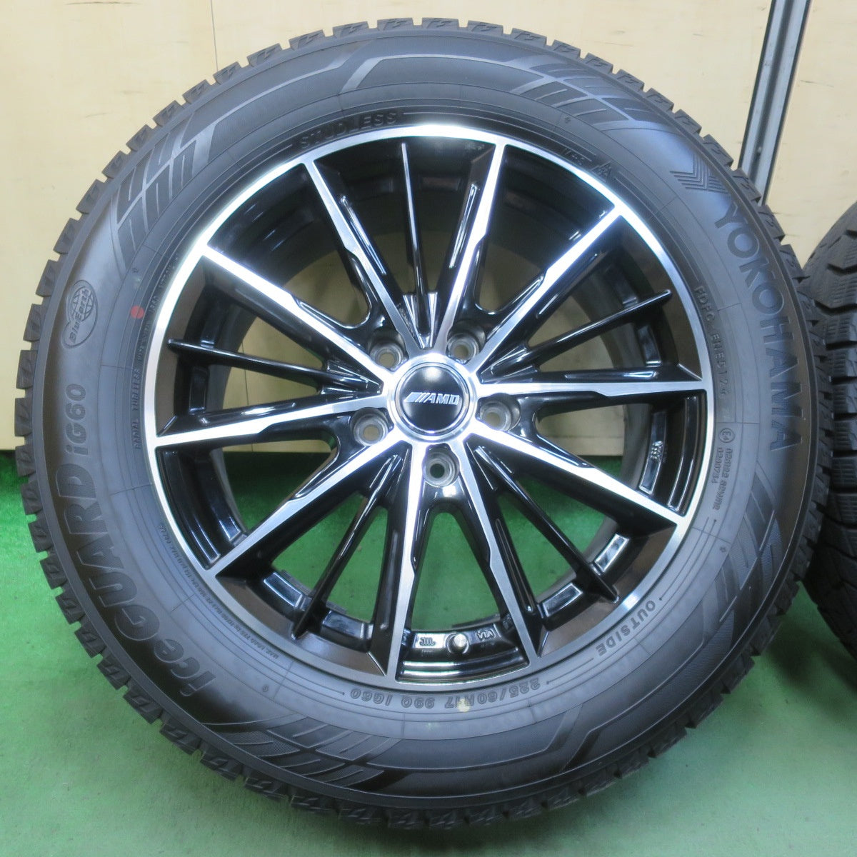 バリ溝！24年！キレイ！ほぼ10分★BADX AMD G-line SP 225/60R17 スタッドレス ヨコハマ アイスガード iG60 17インチ Gライン PCD114.3/5H★5111207イス
