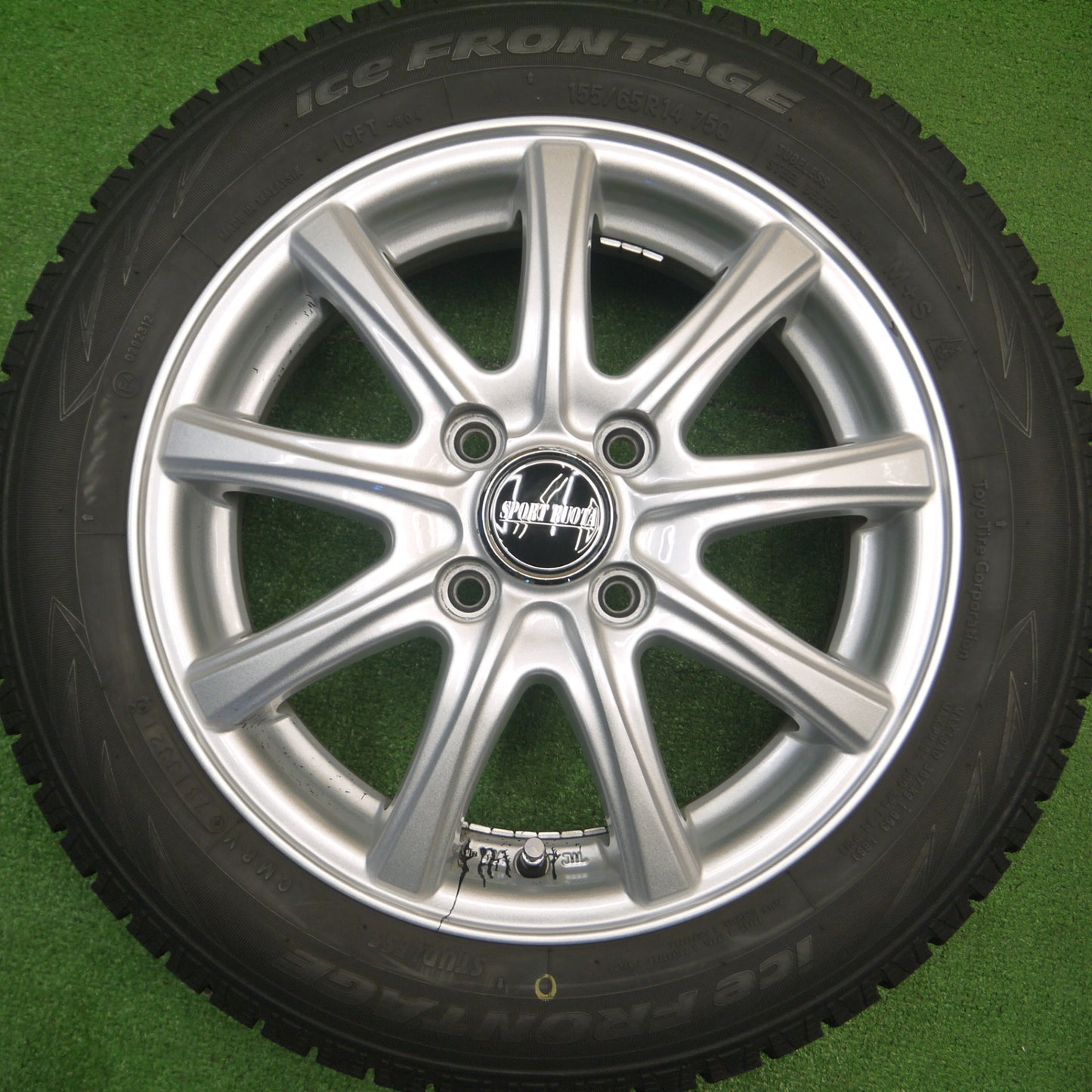 [送料無料] バリ溝！21年！9.5分以上★スタッドレス 155/65R14 アイスフロンテージ SPORT RUOTA 14インチ PCD100/4H★4111103Hス