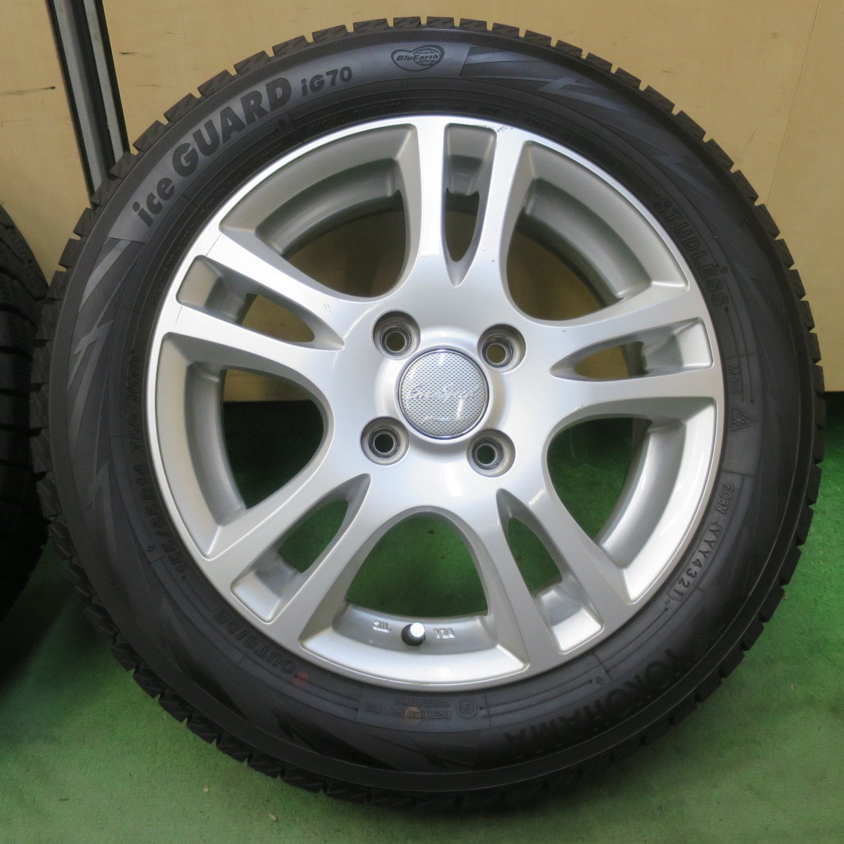 バリ溝！ほぼ10分★スタッドレス 155/65R14 ヨコハマ アイスガード iG70 EuroSpeed MANARAY SPORT ユーロスピード 14インチ PCD100/4H★6060603イス