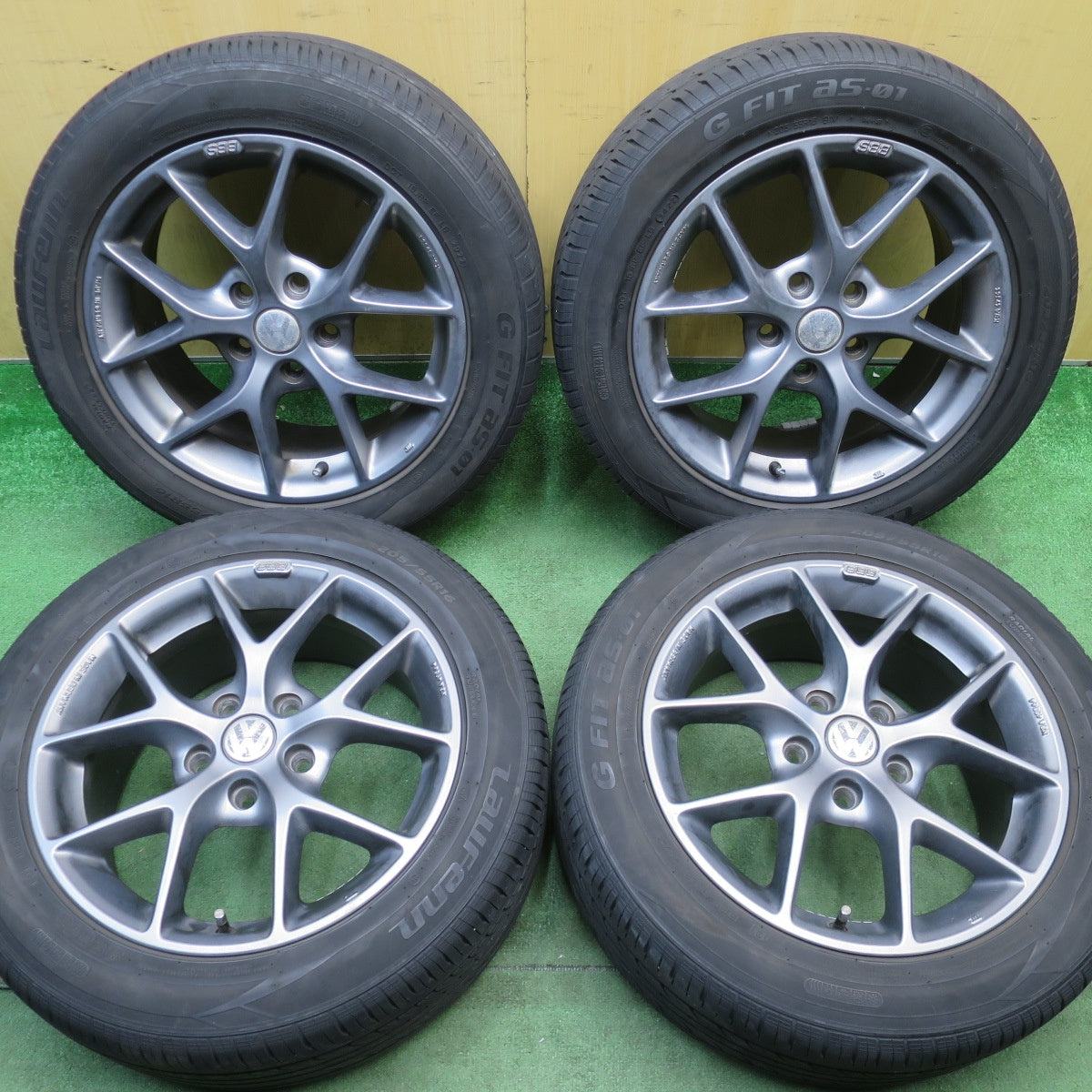 バリ溝！22年！9分★ワーゲン 等 BBS SR011 205/55R16 ラウフェン G FIT as-01 16インチ PCD112/5H★6052202NJノ