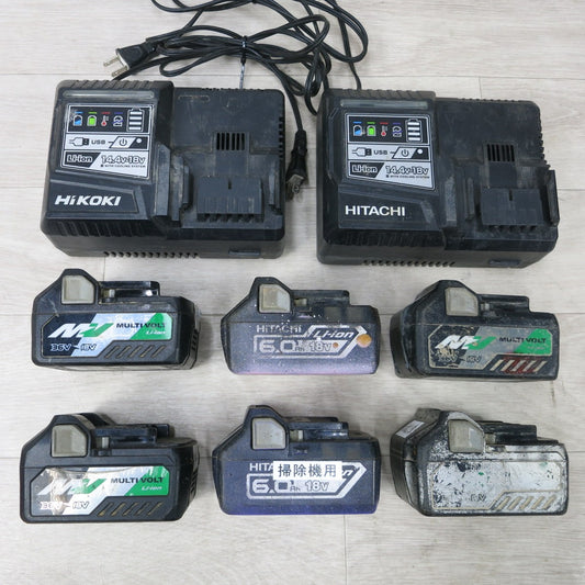 [送料無料] まとめ売り◆日立工機 ハイコーキ リチウム イオン バッテリー BSL36A18 ×4個 他2個 型番不明 / 充電器 UC18YDL ×2個 ジャンク◆