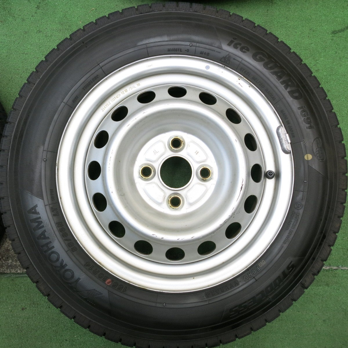 超バリ溝！24年！ほぼ10分★スタッドレス 155/80R14 88/86N ヨコハマ アイスガード iG91 スチール 14インチ PCD100/4H★5081406HAス
