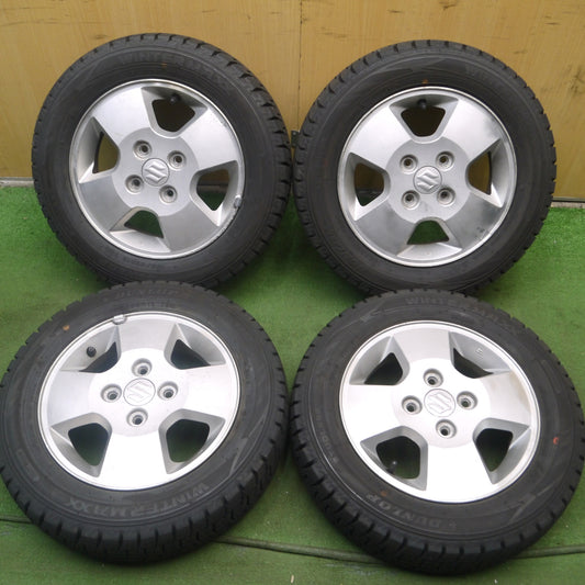 *送料無料* バリ溝!22年!ほぼ10分★スズキ ワゴンR 純正 155/65R13 スタッドレス ダンロップ ウインターマックス WM02 13インチ PCD100/4H★4052001Hス