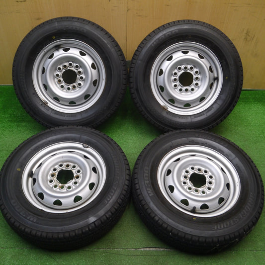 [送料無料] バリ溝！23年！キレイ！9分★スタッドレス 145/80R12 80/78N ブリヂストン W300 スチール ホイール 12インチ PCD100 110 114.3/4H マルチ★4122305Hス