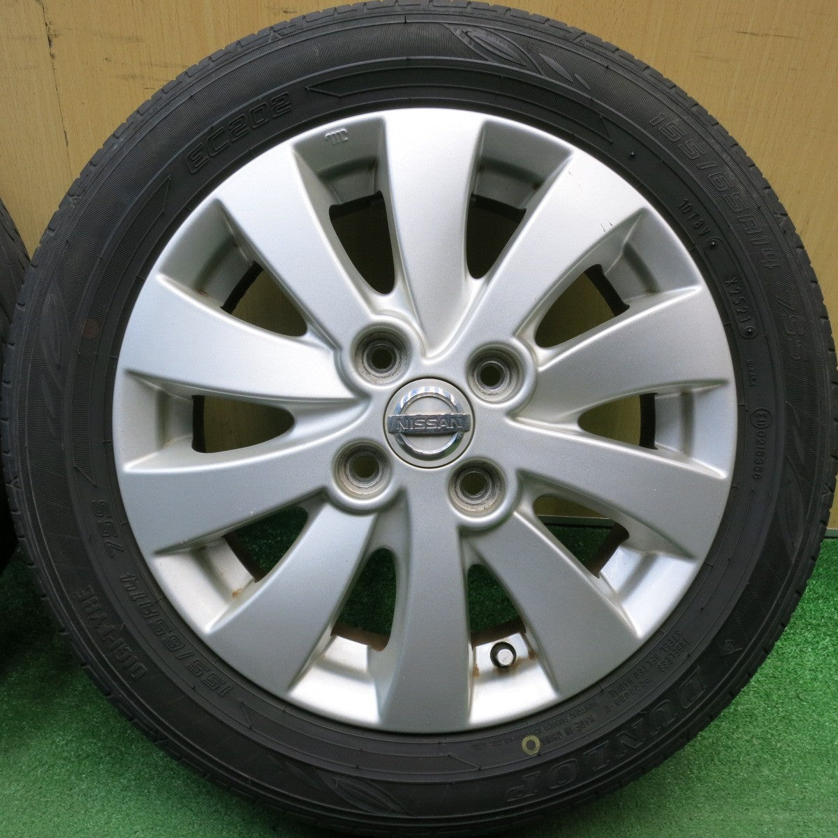 4本価格★日産 モコ スズキ MRワゴン 純正 155/65R14 ダンロップ EC202 14インチ PCD100/4H★6041208HAノ