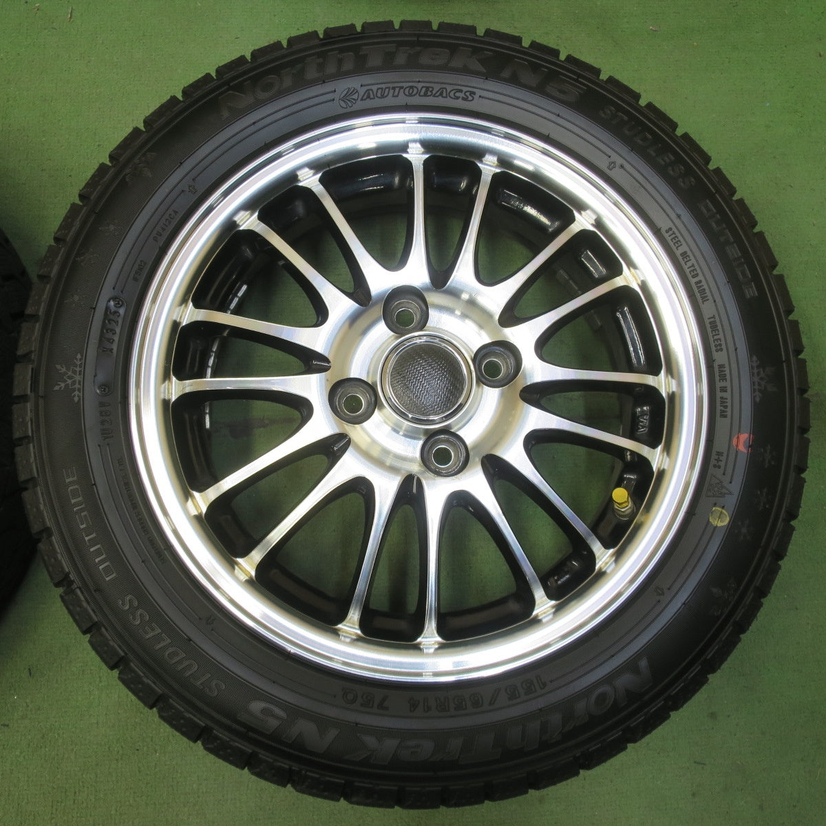 ほぼ未使用！25年◎スタッドレス 155/65R14 オートバックス ノーストレック N5 MANARAY マナレイ 14インチ PCD100/4H◎6091908イス