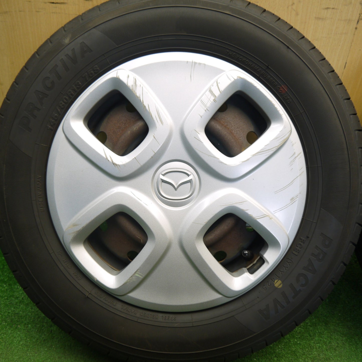4本価格！25年★マツダ キャロル 純正 スチール 145/80R13 プラクティバ ヨコハマ 13インチ PCD100/4H★6041305Hノ