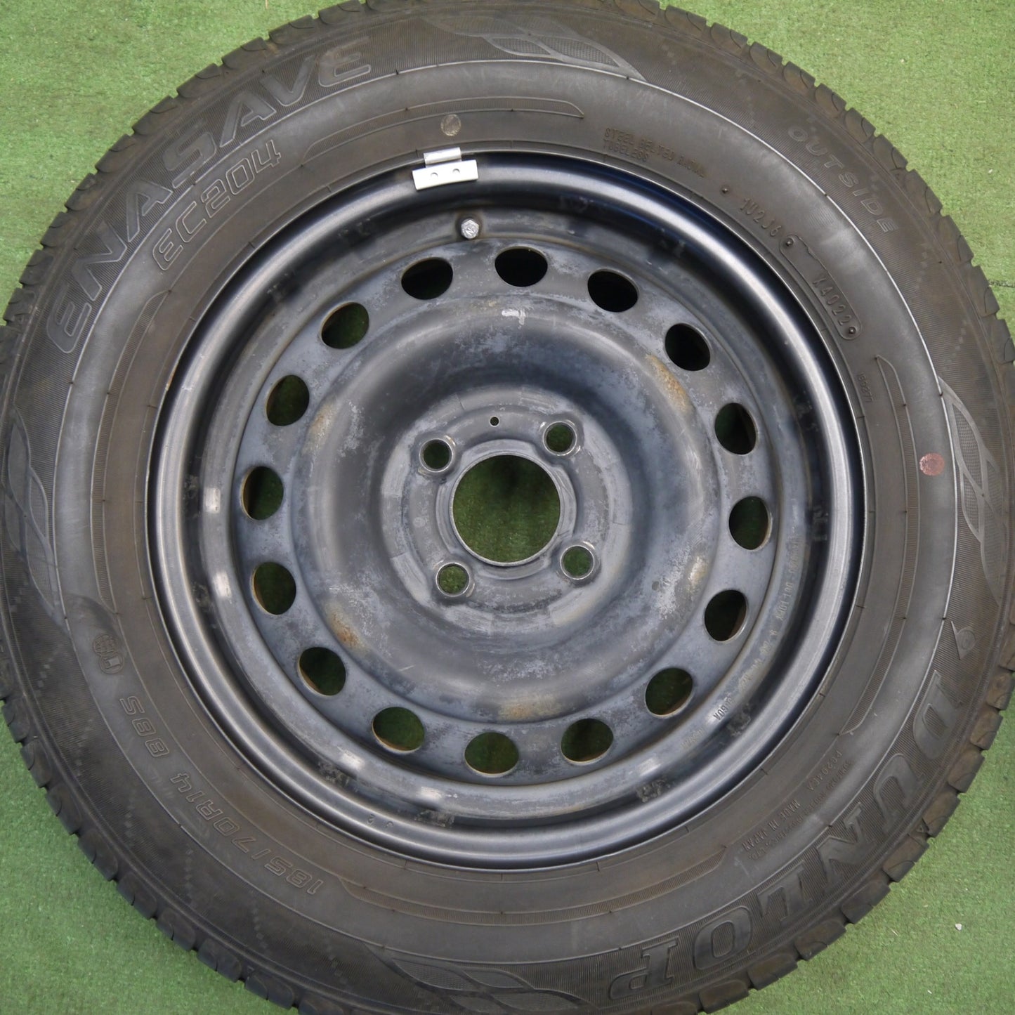 バリ溝！22年！9.5分★185/70R14 ダンロップ エナセーブ EC204 スチール ホイール 14インチ PCD100/4H★6032301Hノ