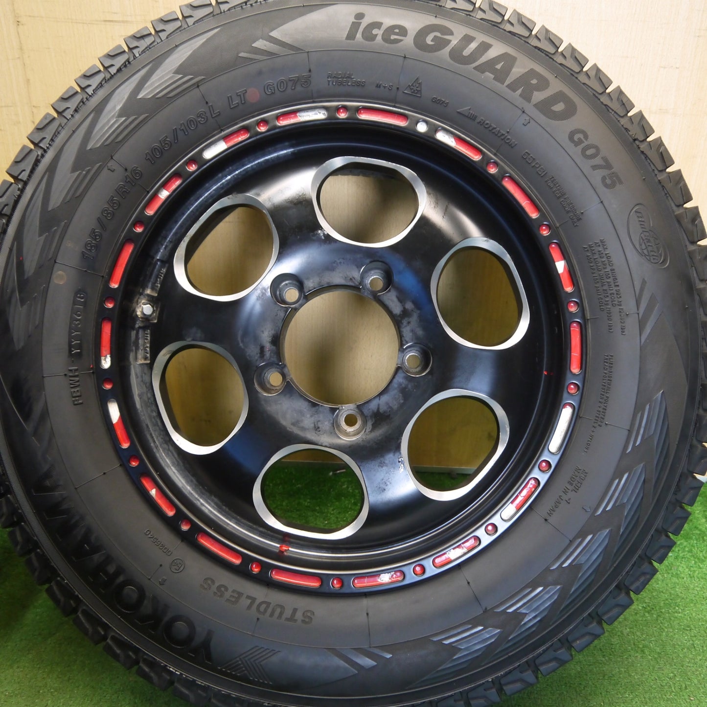 バリ溝！9分★スタッドレス 185/85R16 105/103L ヨコハマ アイスガード G075 ELFORD 社外 アルミ 16インチ PCD139.7/5H★6060808Hス