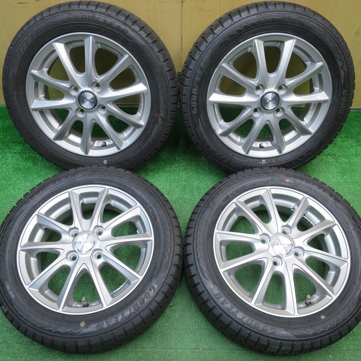 バリ溝！24年！ほぼ10分★スタッドレス 155/65R14 ヨコハマ アイスナビ8 Lanx 社外 アルミ 14インチ PCD100/4H★5110404NJス