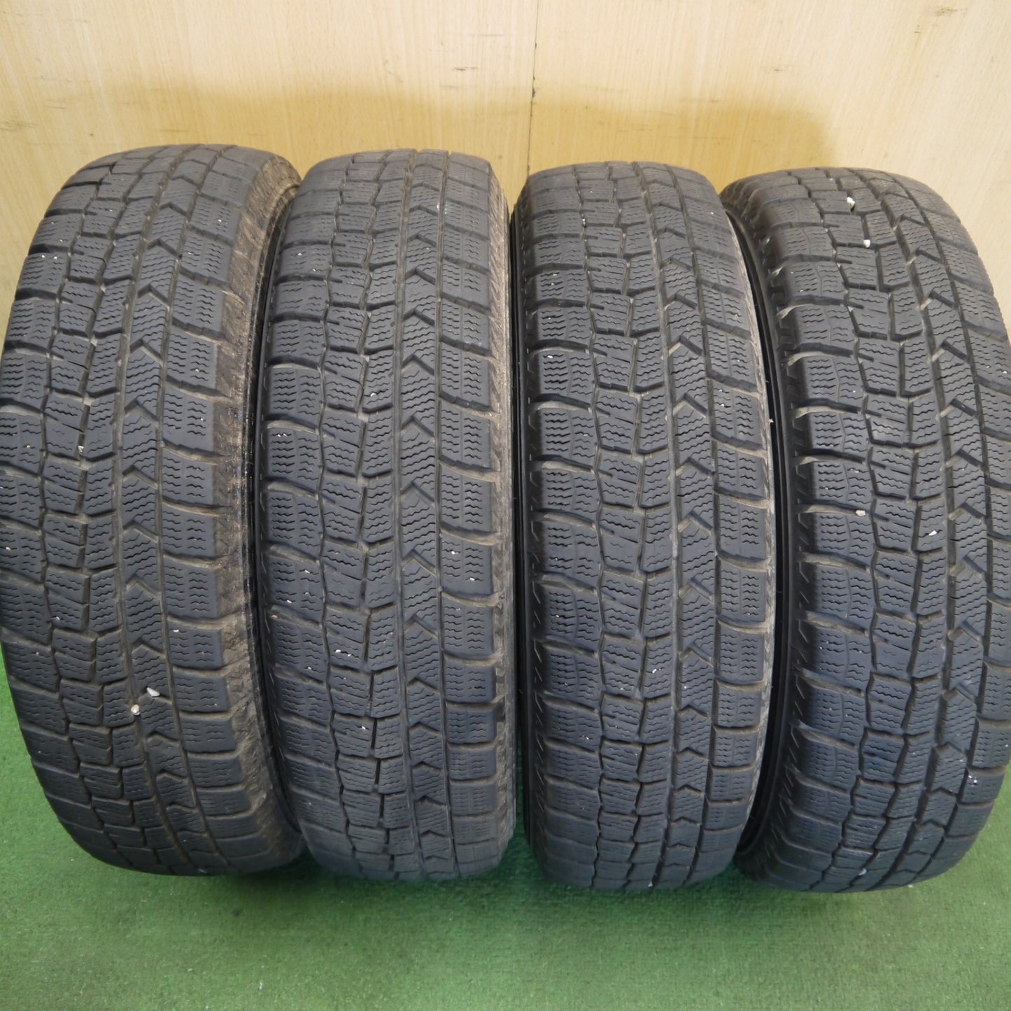 バリ溝！8.5分◎スズキ アルト ラパン 純正 155/65R13 スタッドレス ダンロップ ウインターマックス WM02 13インチ PCD100/4H◎6081803Hス
