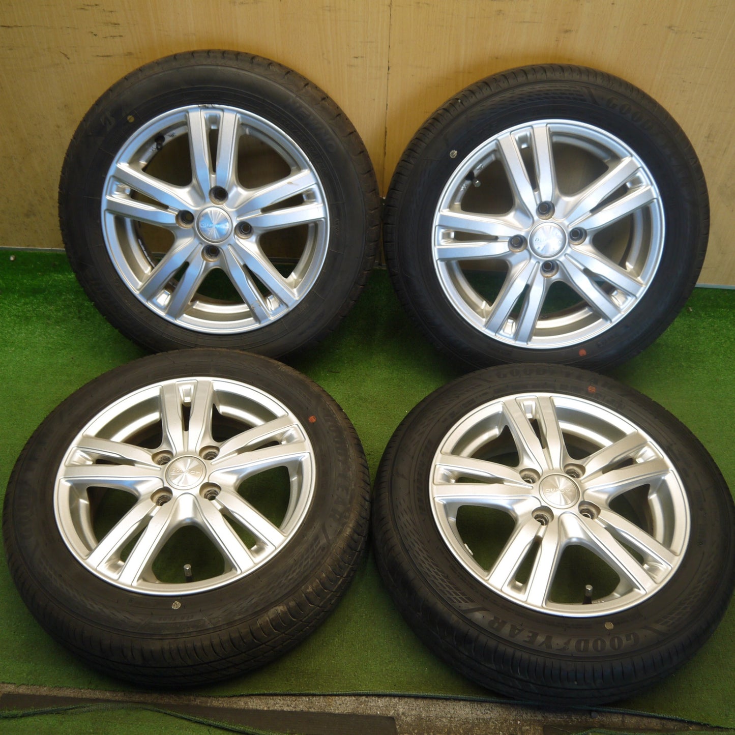 バリ溝！25年！ほぼ10分◎155/65R14 グッドイヤー EfficientGrip ECO EG02 ブリヂストン NEWNO DUFACT デュファクト 14インチ PCD100/4H◎6081005Hノ