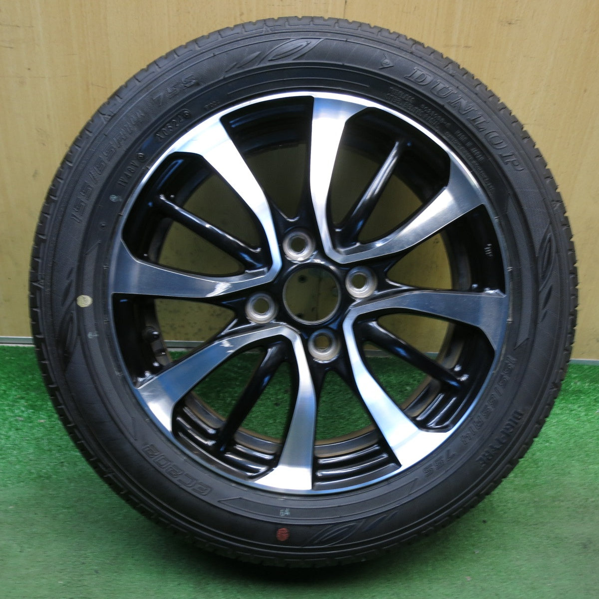ほぼ未使用！24年！1本◎ホンダ N-BOX 純正 155/65R14 ダンロップ EC202 14インチ Nボックス NBOX PCD100/4H◎6080501KKノ