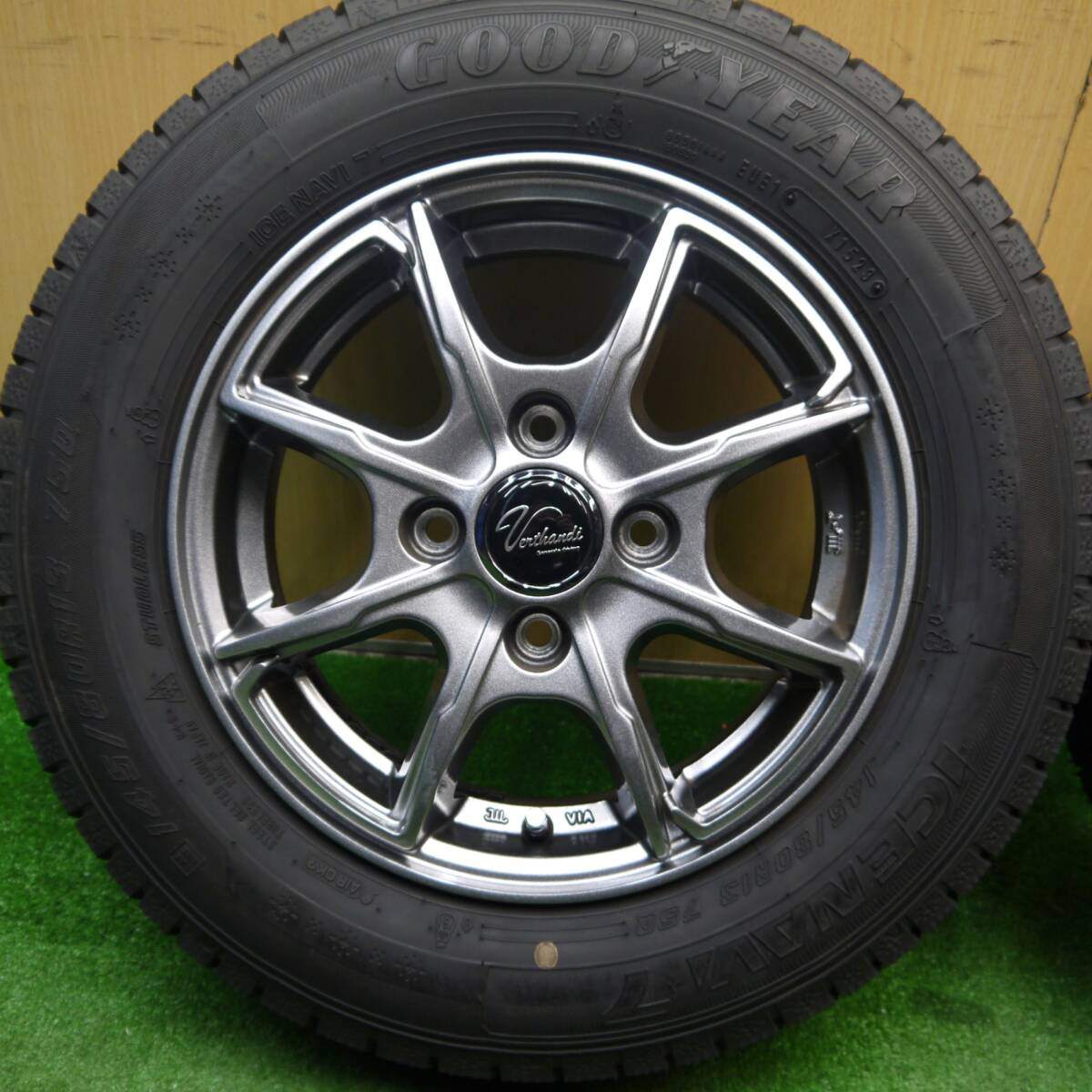バリ溝！23年！キレイ！ほぼ10分★スタッドレス 145/80R13 グッドイヤー アイスナビ7 Verthandi ヴェルサンディ ヴェルザンディ 13インチ PCD100/4H★5031701Hス