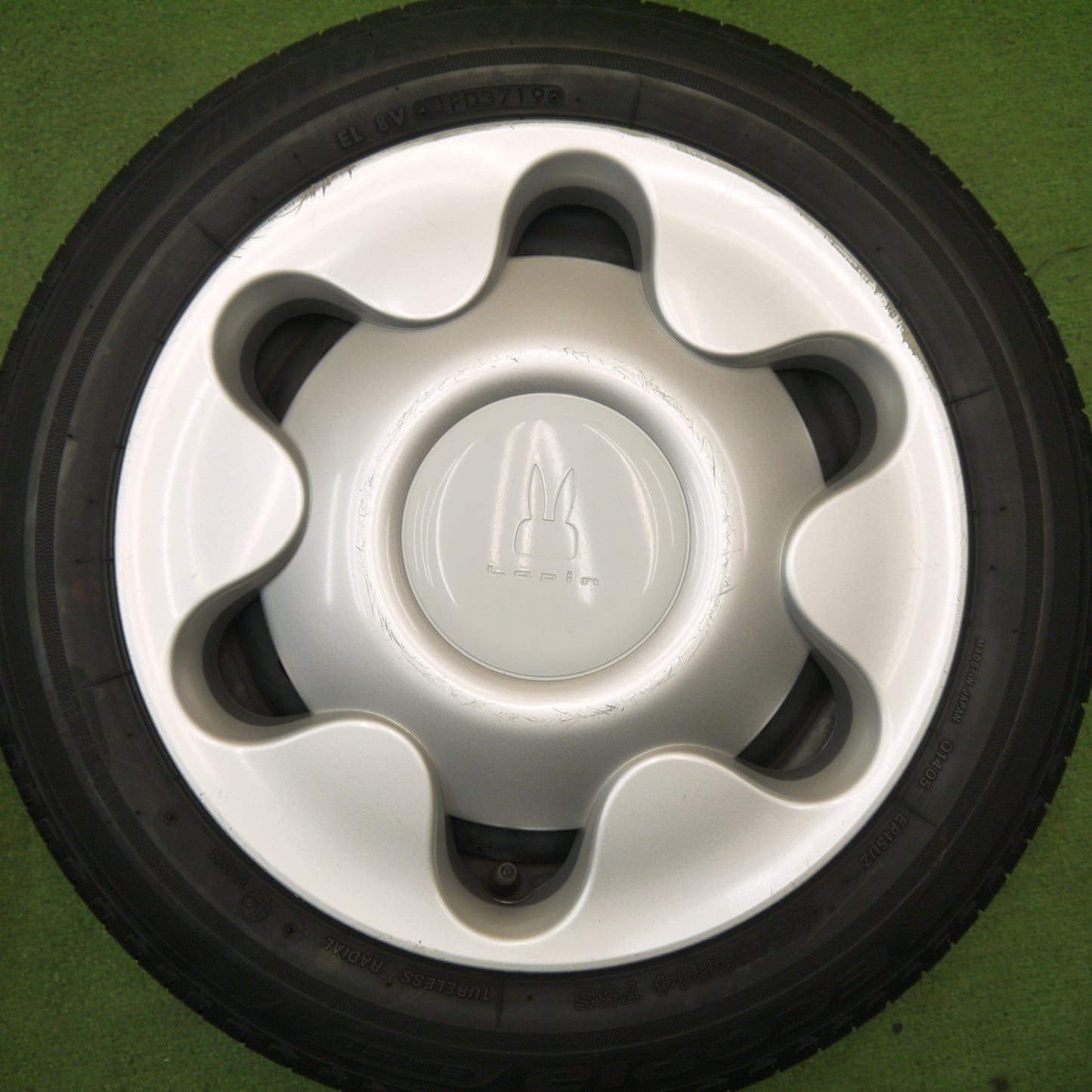 4本価格★スズキ ラパン 純正 スチール 155/65R14 ブリヂストン エコピア EP150 14インチ PCD100/4H★6040104Hノ