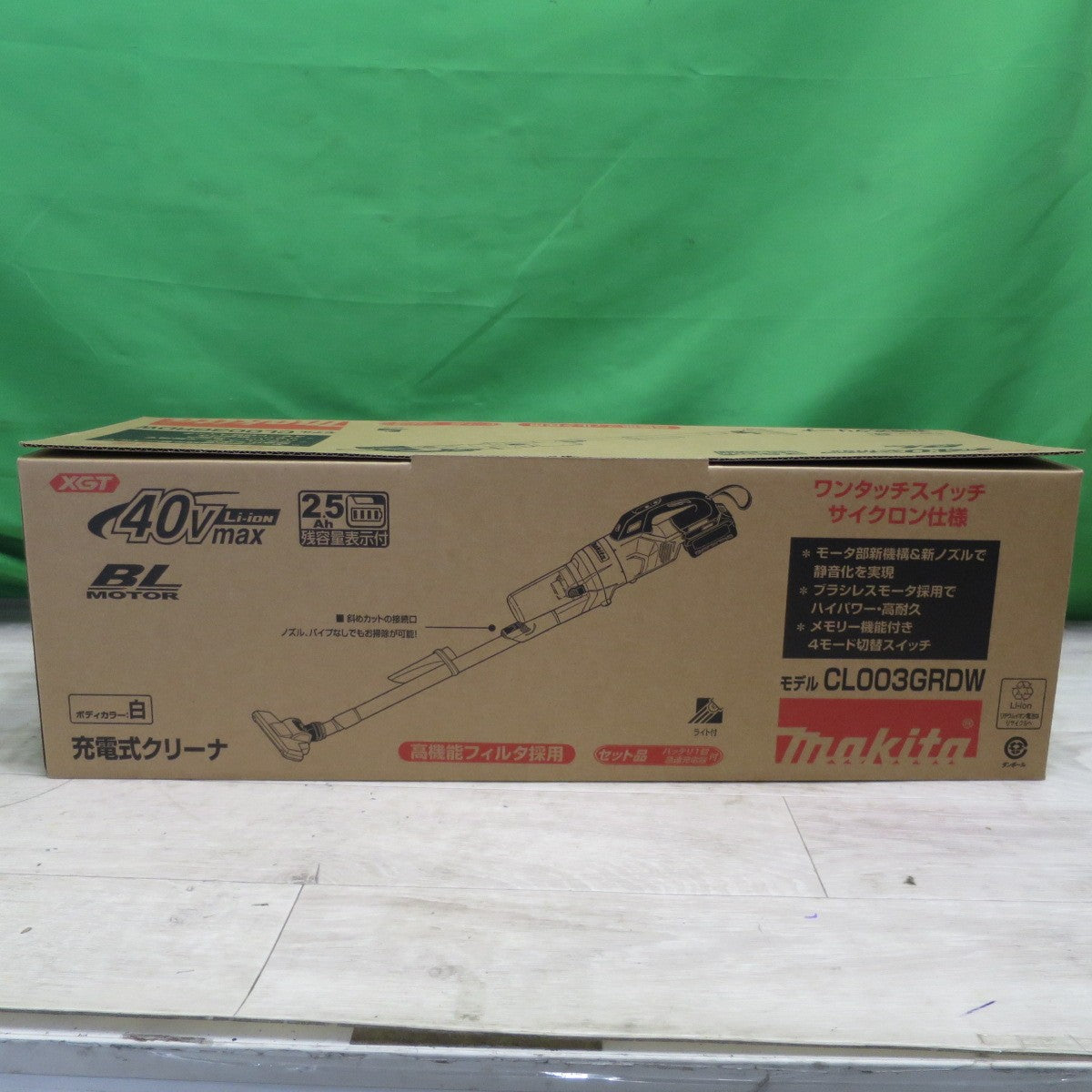 [送料無料] 未使用☆マキタ 充電式 クリーナ 40V max CL003GRDW サイクロン 一体式 バッテリー 充電器 付き 低騒音 掃除機☆