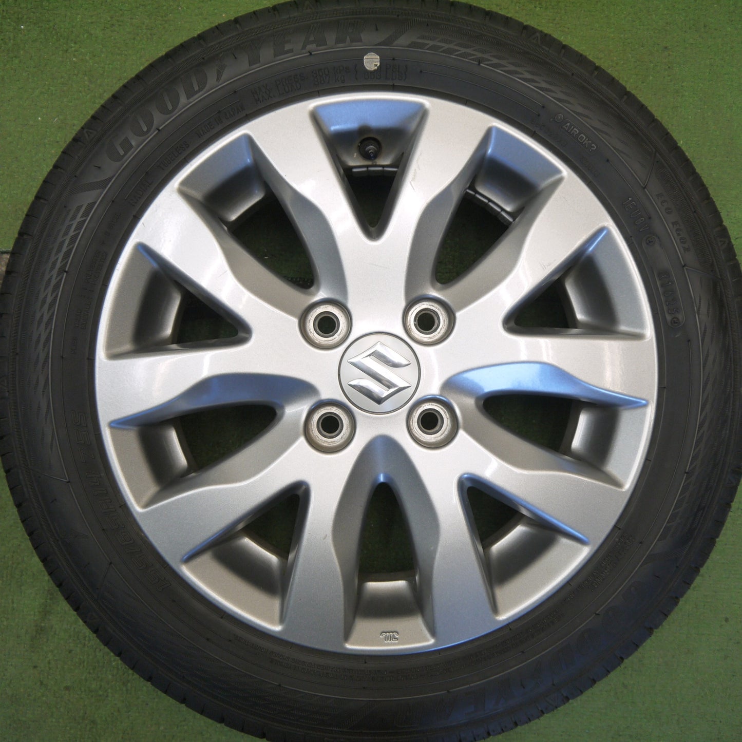 バリ溝！25年！9分◎スズキ MH23S ワゴンR スティングレー 純正 155/65R14 グッドイヤー EfficientGrip ECO EG02 14インチ PCD100/4H◎6072404Hノ