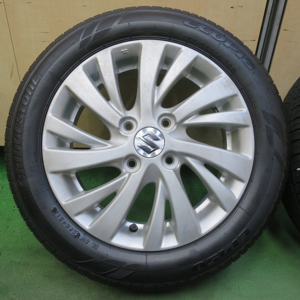 バリ溝！8.5分★スズキ MK53S スペーシア 純正 155/65R14 ブリヂストン エコピア EP150 14インチ PCD100/4H★6050811イノ