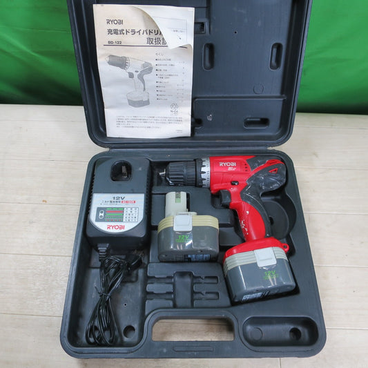 バッテリー2個☆RYOBI リョービ 充電式 ドライバドリル BD-122 10mm 正・逆両用 電動 工具 コードレス ドリル ドライバー 12V☆