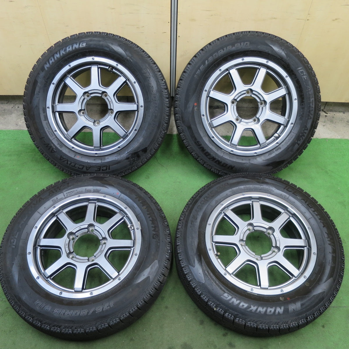 バリ溝！24年！キレイ！9.5分以上★スタッドレス 175/80R16 ナンカン アイスアクティバ AW-1 社外 アルミ ホイール 16インチ PCD139.7/5H★6042802TTス