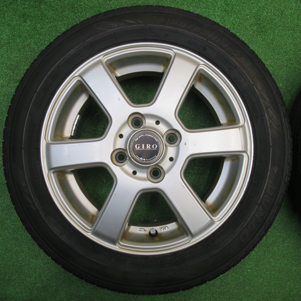 バリ溝！24年！8.5分★155/65R14 ダンロップ EC202 GIRO YT6 ブリヂストン製 ギロ 14インチ PCD100/4H★5110505NJノ