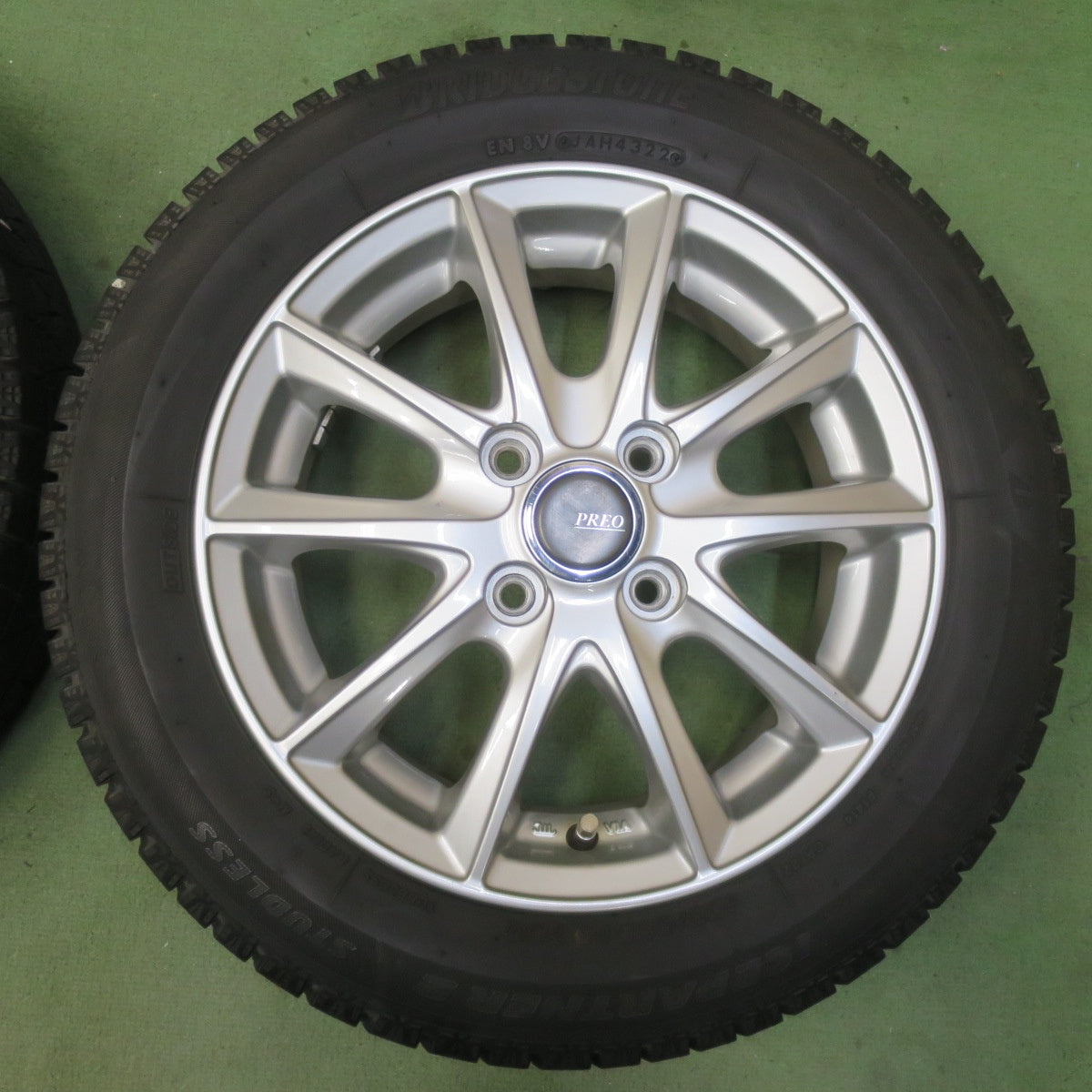 バリ溝！22年！キレイ！8.5分◎スタッドレス 155/65R14 ブリヂストン アイスパートナー2 PREO プレオ 14インチ PCD100/4H◎6092402イス