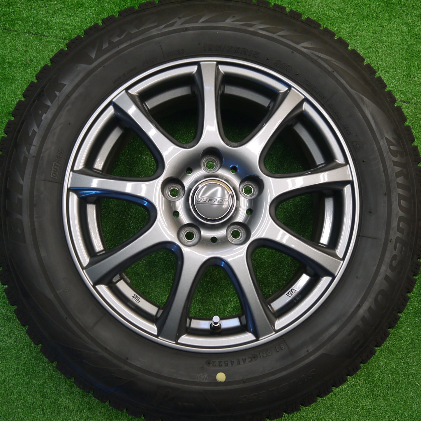 バリ溝！22年！キレイ！9分★スタッドレス 195/65R15 ブリヂストン ブリザック VRX2 DUFACT デュファクト 15インチ PCD114.3/5H★5101002Hス