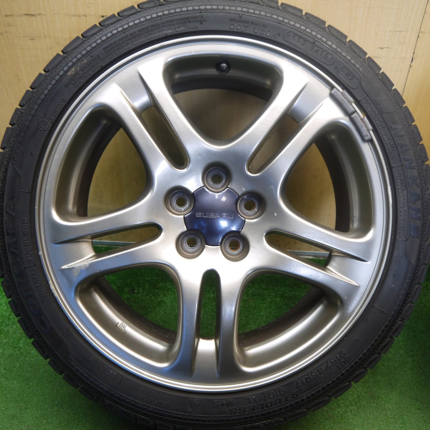 バリ溝！9分◎スバル レガシィ 純正 215/45R17 スタッドレス ナンカン CORSAFA 17インチ PCD100/5H◎6070802Hス