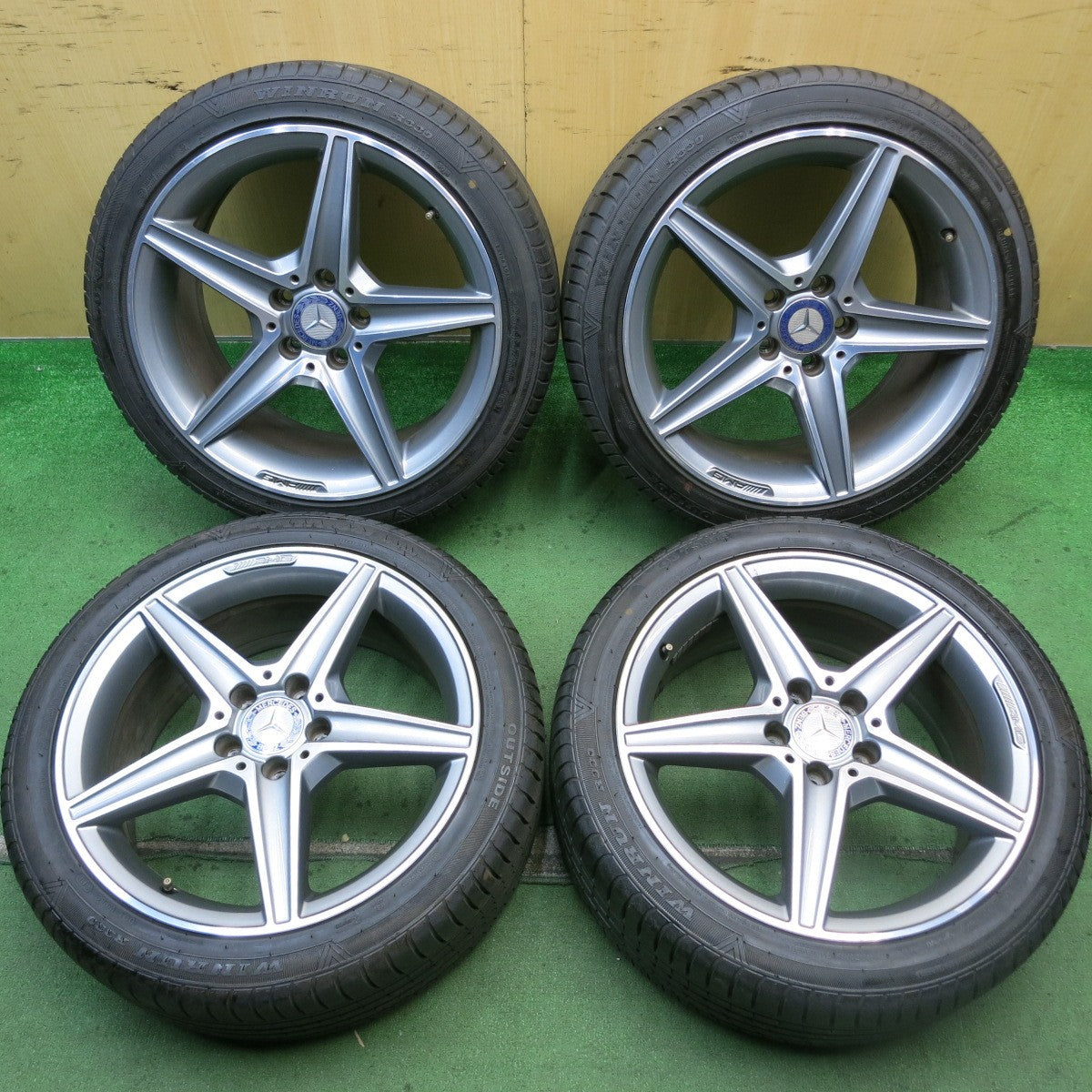 バリ溝！9分★ベンツ W205 Cクラス 純正 AMG 225/45R18 ウィンラン R330 18インチ PCD112/5H★5080703HAノ