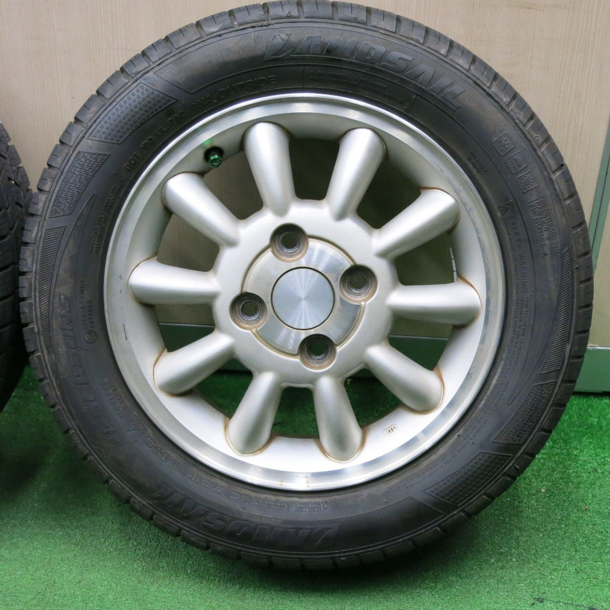 [送料無料] バリ溝！23年！ほぼ10分★スズキ ラパン 純正 155/65R13 ランドセイル 4-SEASONS 13インチ PCD100/4H★4121402NJノ