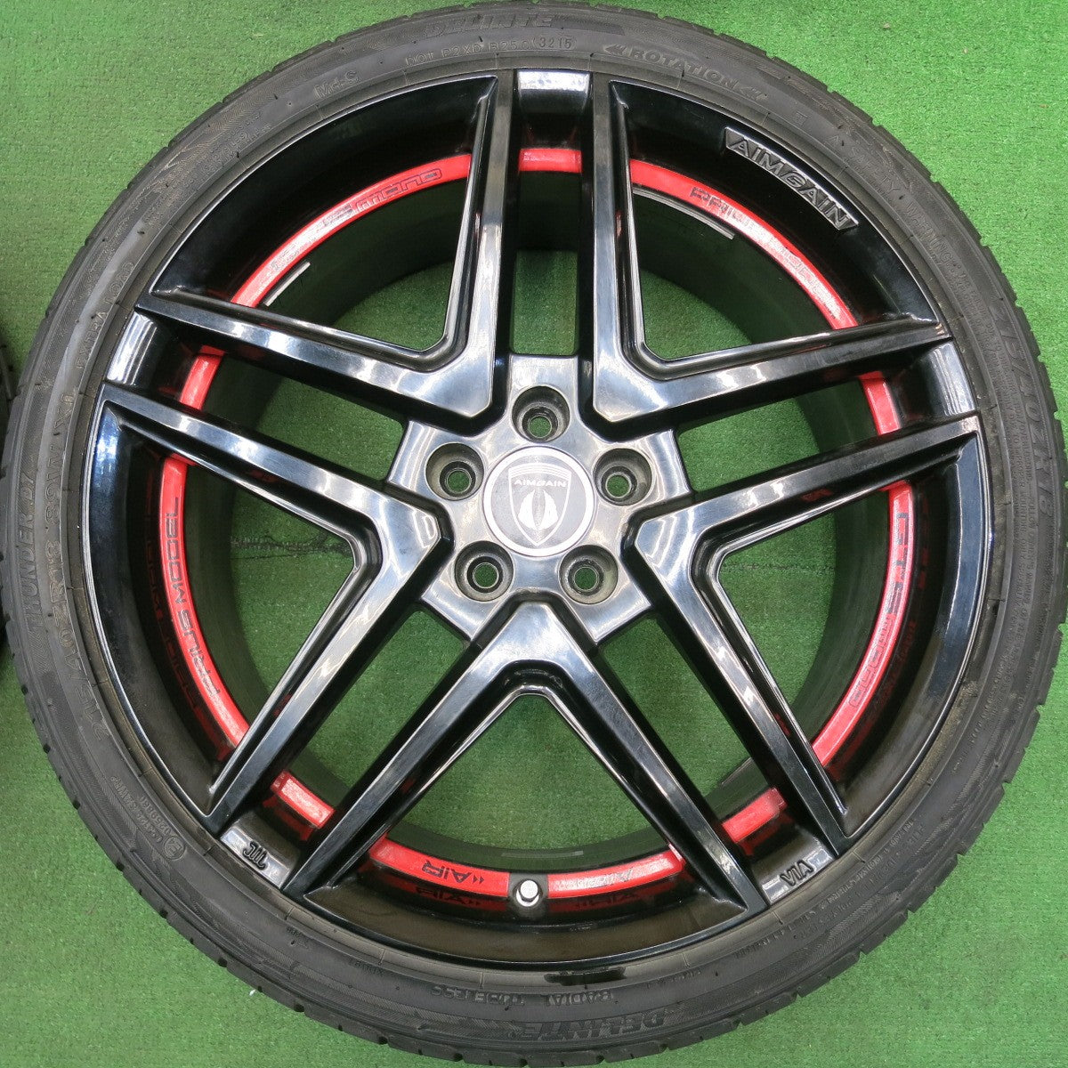 タイヤほぼ未使用★プリウス AIMGAIN PRIUS MODEL GTS MONO 215/40R18 デリンテ サンダー D7 エイムゲイン モノ 18インチ PCD100/5H★5052302HAノ