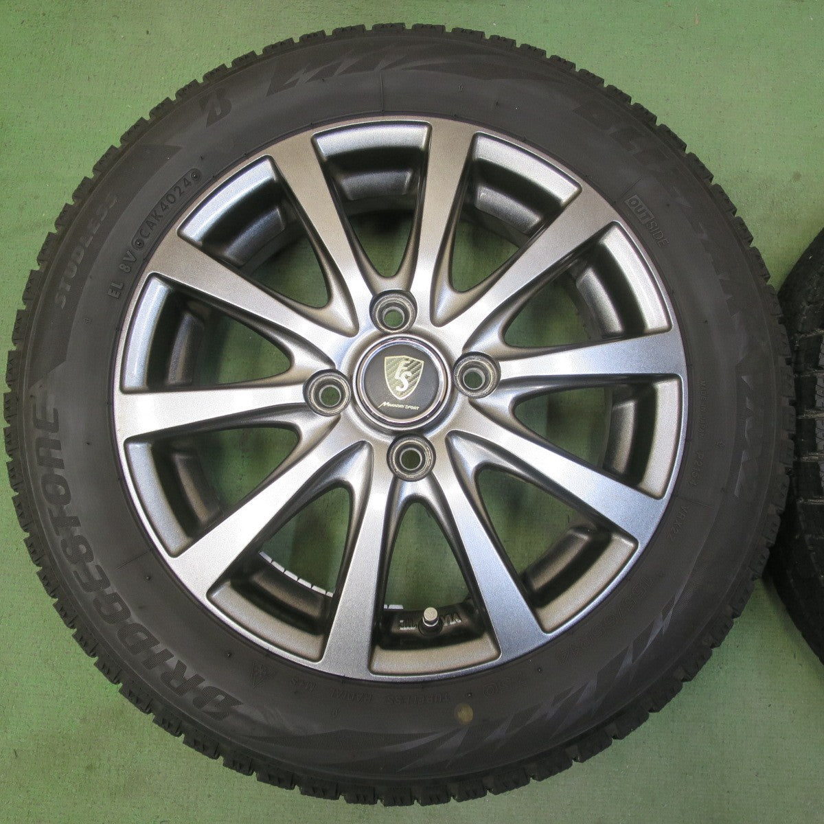 キレイ！24年◎スタッドレス 155/65R14 ブリヂストン ブリザック VRX2 MANARAY SPORT マナレイ スポーツ 14インチ PCD100/4H◎6091912イス