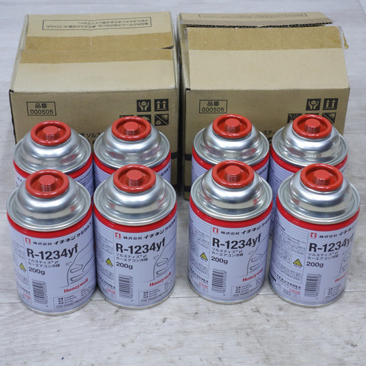 [送料無料] 未使用！8本セット◆イチネン ケミカルズ ソルスティス yf カーエアコン 冷媒 R-1234yf 200g×8本 クーラー ガス Honeywell ハネウェル◆