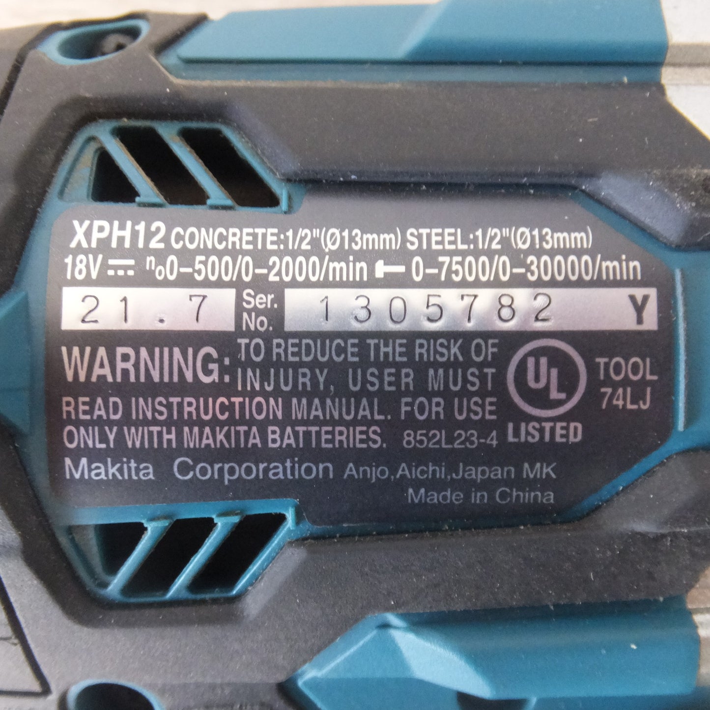 [送料無料] キレイ★マキタ makita 充電式震動ドライバドリル XPH12 18V 本体のみ　HP484D 相当品 海外マキタ製★