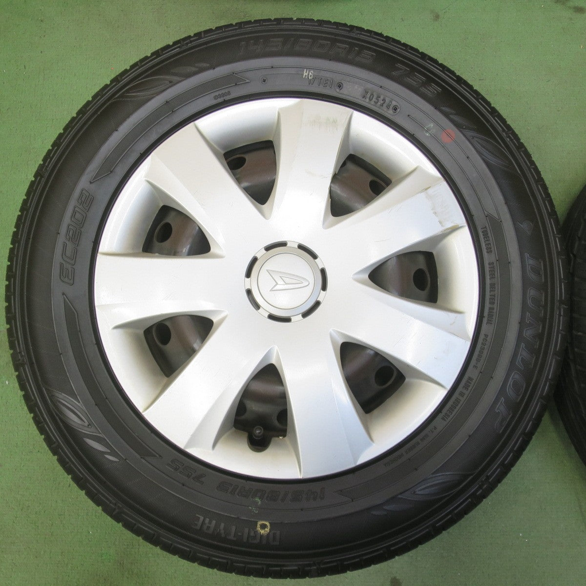 ほぼ未使用！24年◎ダイハツ ミラ ムーヴ 等 純正 スチール 145/80R13 ダンロップ EC202 13インチ PCD100/4H◎6081102IMノ