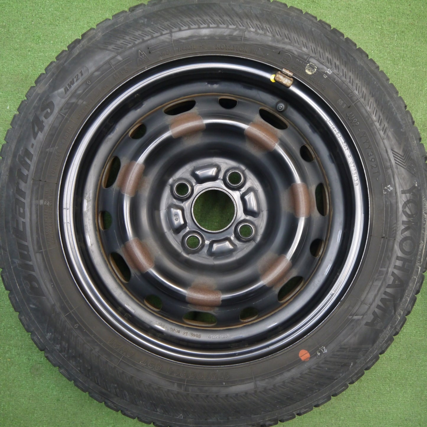 バリ溝！9分★175/65R14 ヨコハマ BluEarth-4S AW21 オールシーズン スチール ホイール ブルーアース 14インチ PCD100/4H★6033107Hノ