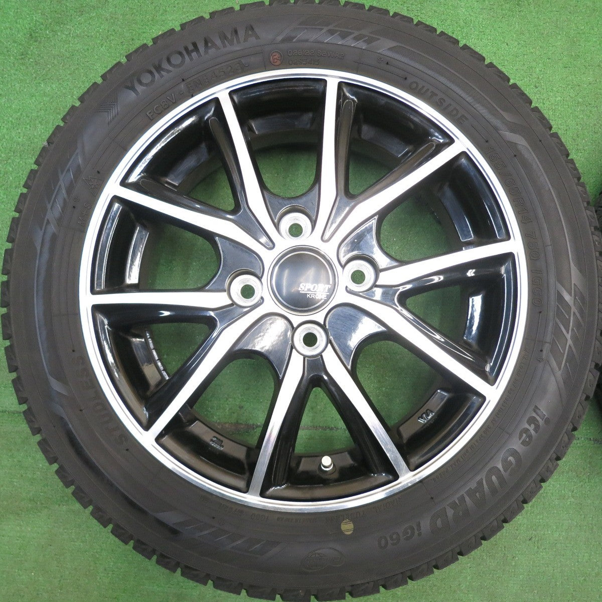 バリ溝！23年！9分★スタッドレス 155/65R14 ヨコハマ アイスガード iG60 SPORT KRONE スポルト クローネ 14インチ PCD100/4H★6041112HAス