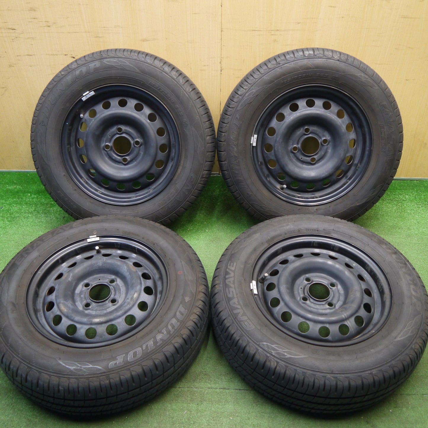 バリ溝！22年！9.5分★185/70R14 ダンロップ エナセーブ EC204 スチール ホイール 14インチ PCD100/4H★6032301Hノ