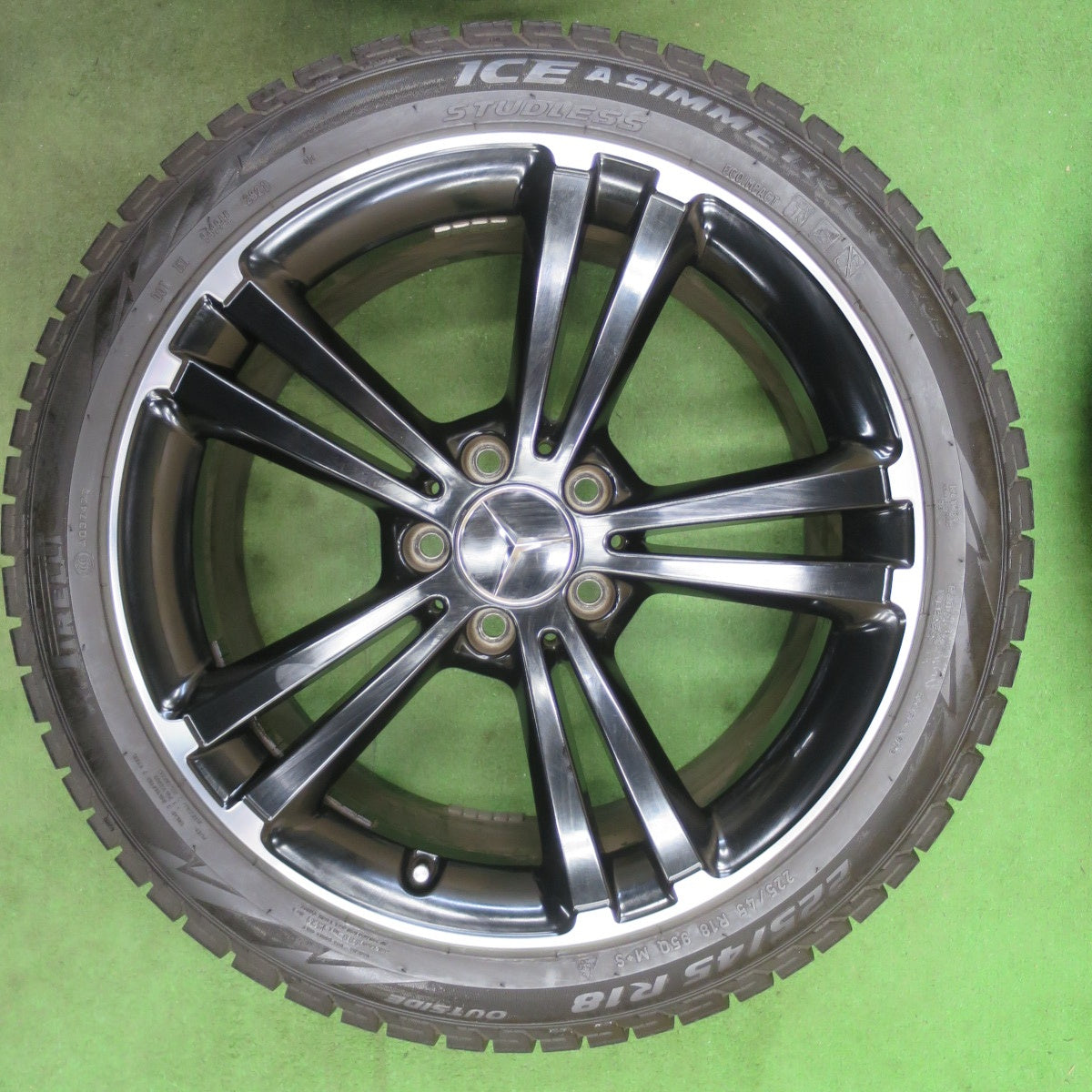 バリ溝！キレイ！8.5分★ベンツ W177 Aクラス 純正 225/45R18 スタッドレス ピレリ アイスアシンメトリコ プラス 18インチ PCD112/5H★6040603TTス
