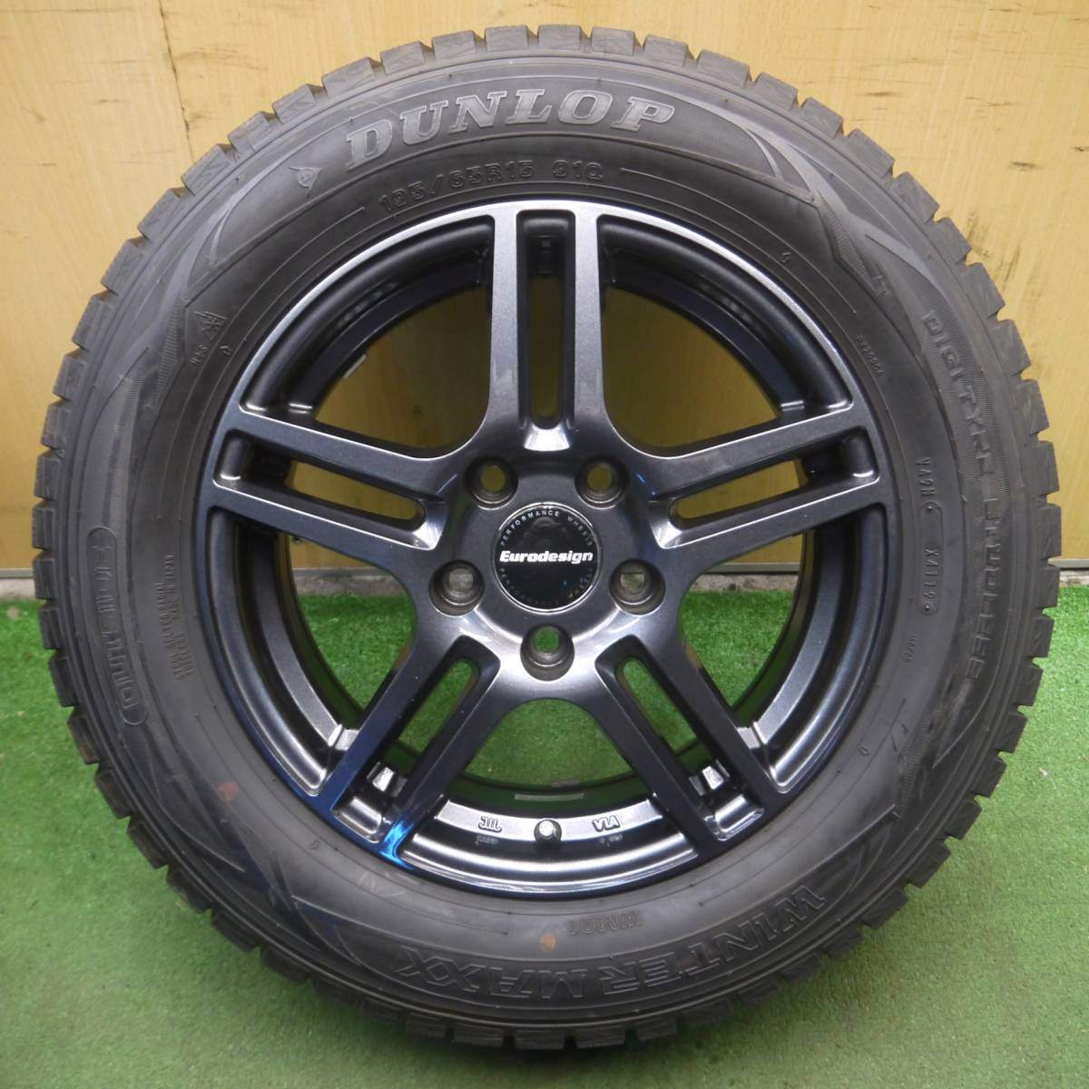 バリ溝！キレイ！9.5分★ワーゲン等 Eurodesign 195/65R15 スタッドレス ダンロップ WM01 PCD112/5H★4021001ナス
