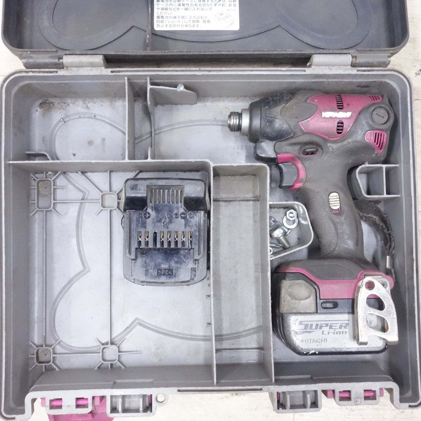 [送料無料] バッテリー2個◆日立 コードレス インパクトドライバ WH14DSL 電動 工具 14.4V バッテリー BSL1430 HITACHI ピンク ジャンク品◆