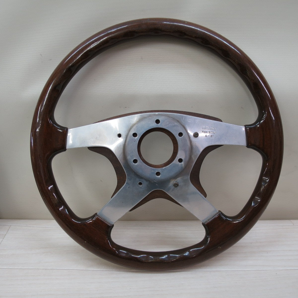 [送料無料] ☆MOMO ステアリング ハンドル 36Φ 4-87 モモ 木目 ウッド カー パーツ 現状品 旧車 当時物☆