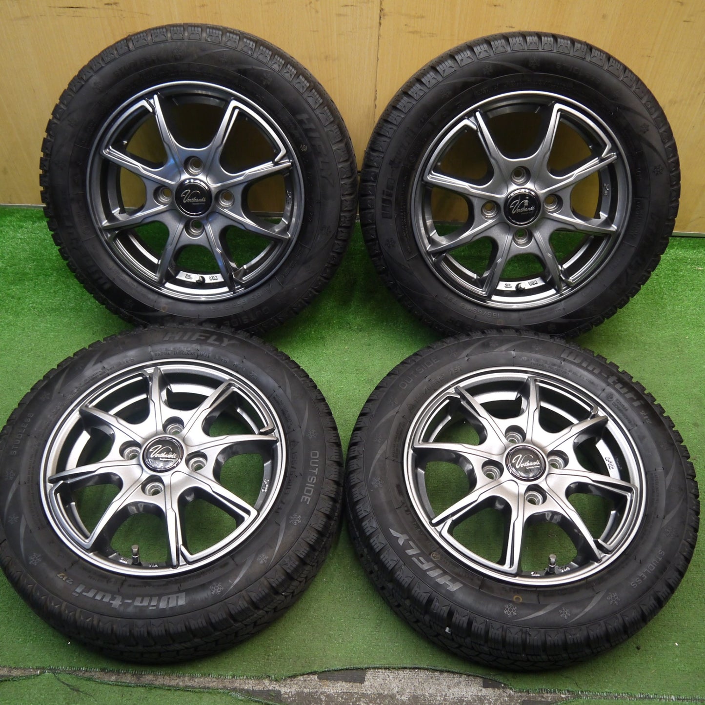 バリ溝！21年！キレイ！9分★スタッドレス 155/65R13 ハイフライ Ｗin-turi 212 Verthandi ヴェルザンディ ヴェルサンディ 13インチ PCD100/4H★5061705Hス